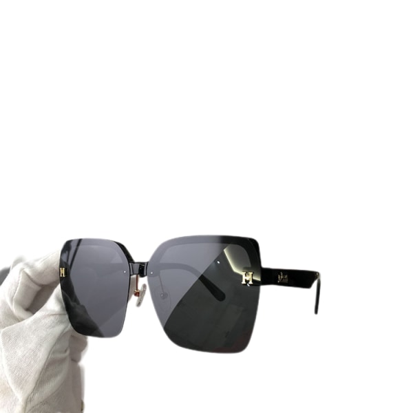Trendiga solglasögon Oversized UV400 Platta Topp Kvadratiska Glasögon för Män & Kvinnor-Svart