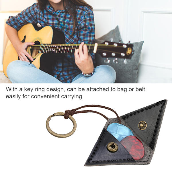 2 stk. guitarplektre PU plekterholder nøglering kæde tilbehør (sort)