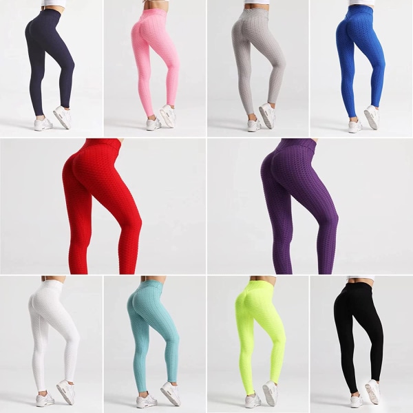 Leggings för kvinnor Rumplyftande kvinnor byxa Hög midja magkontroll träning Yogabyxor för kvinnor Peach hip sport Leggings för tjejer XXL（Ljusblå