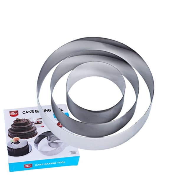 Kakering i rustfritt stål Pannekake-/kjeks-/deigkutter Lagkakeformer for baking, lagdeling, dekorering, forming, matlaging, rund