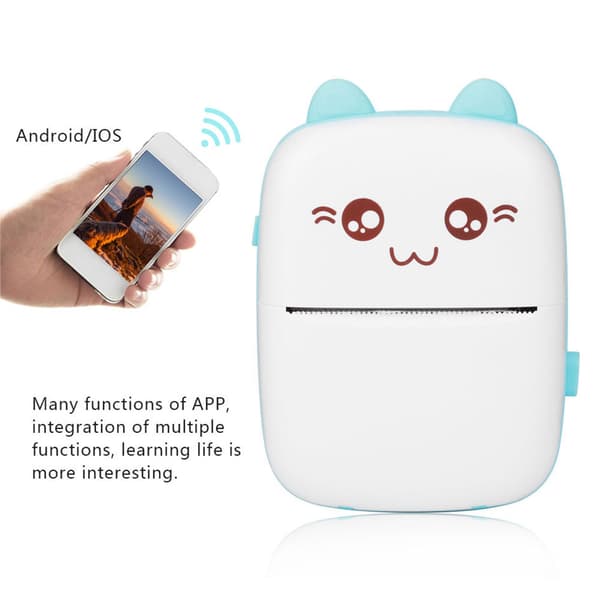 Mini kannettava lämpöherkkä musteeton tulostin valokuvapaperi tasku 58mm langaton Bluetooth Androidille IOS:lle graffitoitavissa