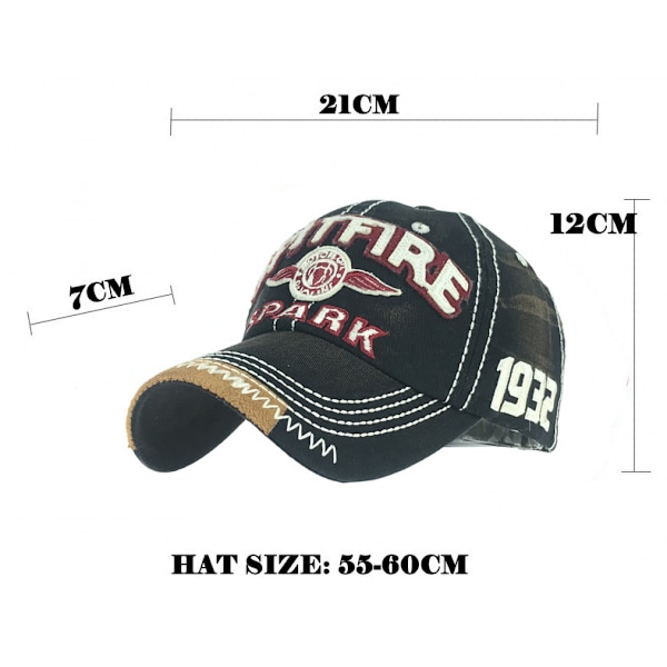 Retro vasket og farget bomullscaps med justerbar baseballcaps
