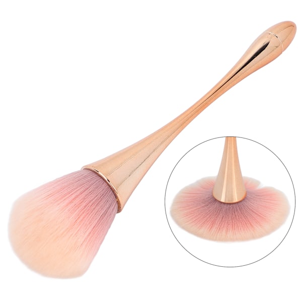 Bærbar enkel sminkebørste Fluffy Powder Brush Myk manikyr støvfjerning børste Rose Gold