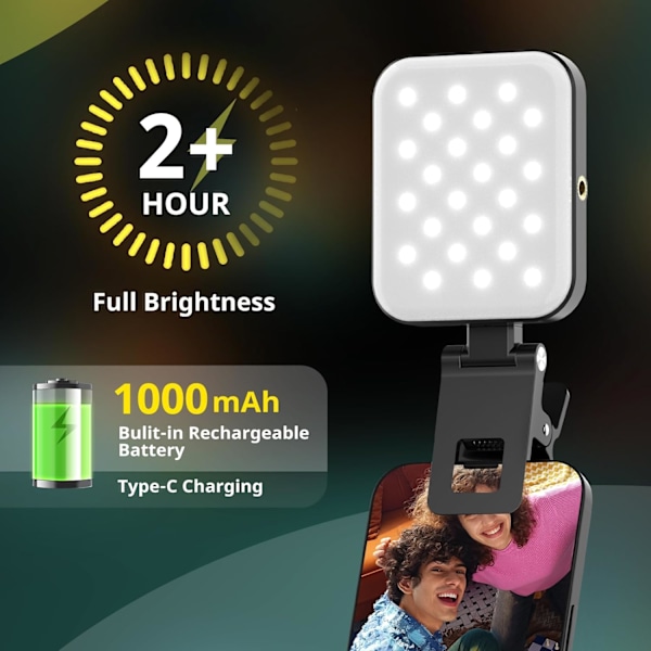 Magneettinen selfievalo, LED-täytevalo yhteensopiva Magsafen, iPhonen, Androidin, iPadin, kannettavan tietokoneen kanssa, selfieihin/valokuvaukseen/TikTokiin/Zoomiin black