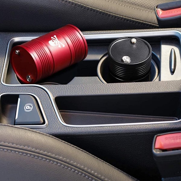 Askkopp,Cigarettetabletop Smoking Modern Ashtrays Car Ash Tray Holder Cup with Lid Easy Clean up Detachable Stainless Steel and Plastic/Red