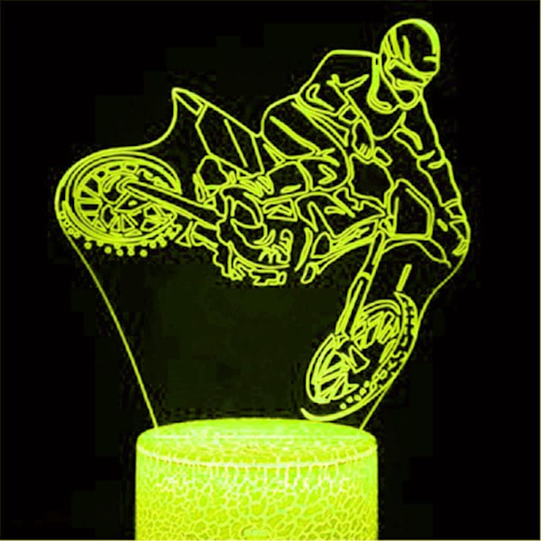 WJ 3D Motorcykel bil Nattljus led Lampa Illusion 7 Färgförändring Touch Switch Bord Dekoration Lampor Födelsedagspresent Akryl Bas USB-kabel Leksak
