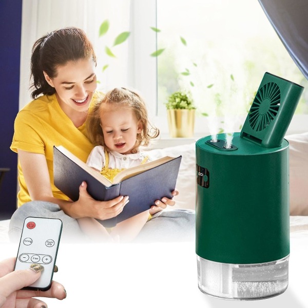 Ny stil Bärbar Mini Luftkylare USB Intelligent Lyft Dubbel Spray Luftfuktare Avtagbar Luftkonditioneringsfläkt (grön)