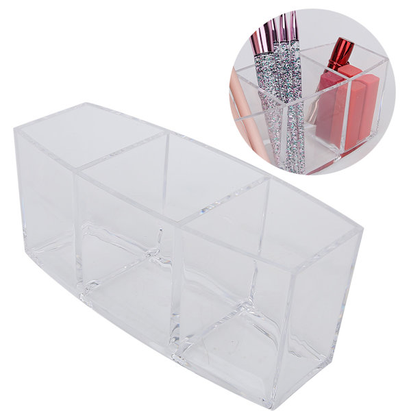 Skrivebords Akryl Rektangel Form Makeup Penselholder Organizer Opbevaringsboks