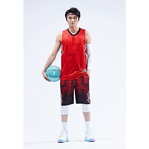 Basketbolltröjor och shorts för män, lagtröjor med fickor, träningsdräkter, röd—2XL