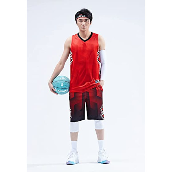 Herre Basketball Trøjer og Shorts Team Uniformer med Lommer Træningsdragt Uniformer  rød—6XL