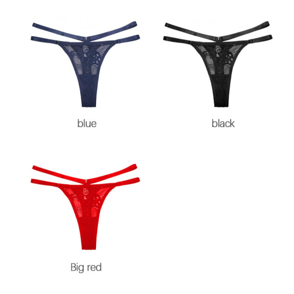 5-pack G-String stringtrosor för kvinnor Sexiga spets Lågfärgade underkläder för damer No Show T-back Tanga trosor, svart, S