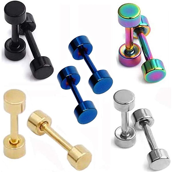 Dot Øreringe, Højpoleret Kirurgisk Stål Skrue Flade Tilbage Disk Stud Øreringe til Kvinder Mænd Pakke med 5 Par (4MM)