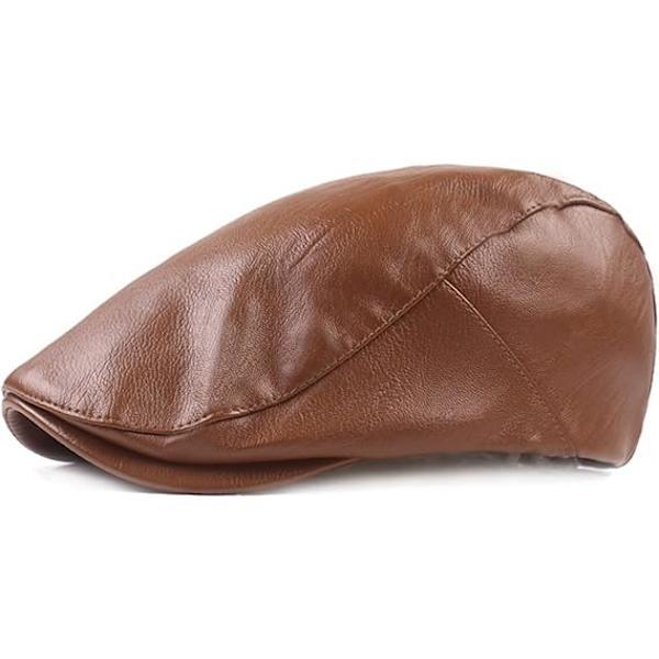 Mænds Klassisk Kunstlæder PU Kørsel Ivy Hat Fiske Golf Beret Newsboy Flat Cap