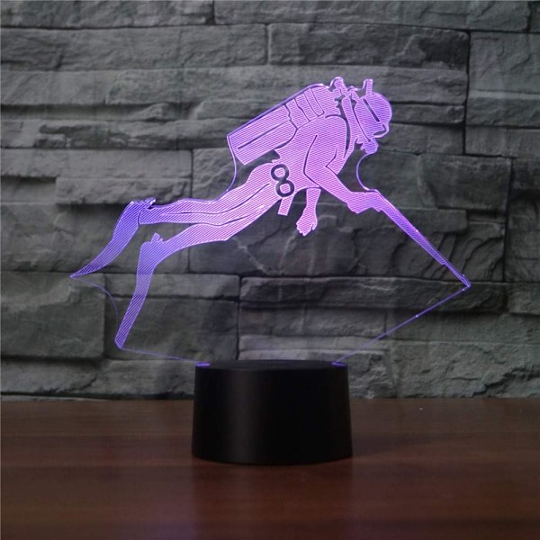 WJ 3D Dykning Fjernbetjening 16 Farve Natlys Illusion Akryl LED Bordlampe Sengelampe Børns Soveværelse Skrivebord Dekoration Fødselsdag Gaver Legetøj til Børn