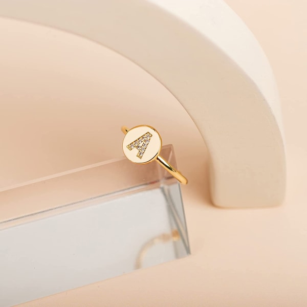 Forgyldt initialring, stablebare ringe til kvinder, moderinge-----J