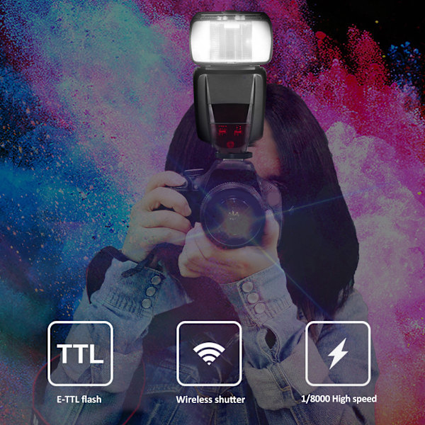 VISICO VS-765 2.4G Trådlös Kamera TTL Flash Speedlite för Canon 5D2/5D3/5D4/5DS/6D/6D2