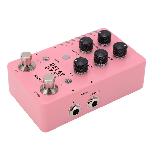 Stereo Delay-effekt Elektrisk Gitarr Singel Effektor Stöd Lagring med 14 Effekter 100‑240VUS-kontakt
