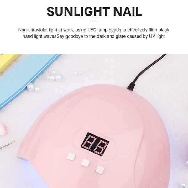54W Negle Gel Hærdende Lys USB Infrarød Sensor LCD Digital Display Neglelak Tørrer Lys