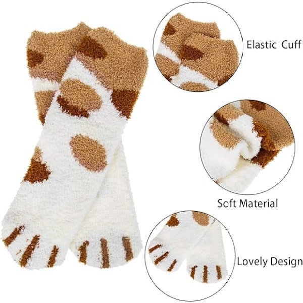 6 Par Dam Fuzzystrumpor Vinter Varma Mjuka Mysiga Fluffiga Mikrofiber Hemma Sova Toffelstrumpor Julgåvor