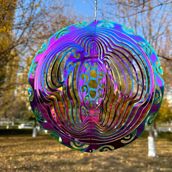 Vindmølle Udendørs Metal 3D Vindmølle Hængende Skildpadde Have Dekoration Gaver Rustfrit Stål Skildpadde Vindmøller med 360° Rotation Turtle