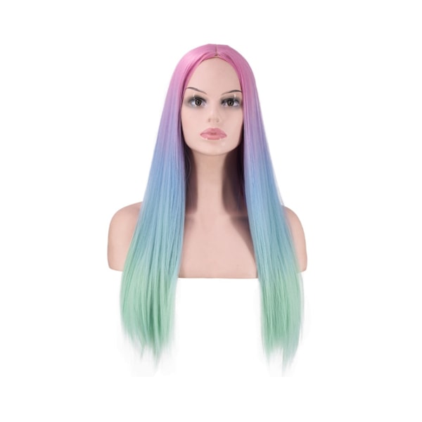 Kvinners Parykk Gradient Farge Lang Syntetisk Hår Varmebestandig Cosplay Parykk (Rett)