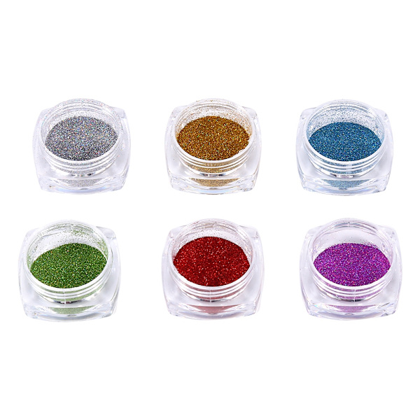 8g Muodikkaat Kynsilakkapöly Peili Glitter Kynsien Koristelu Kiiltävä Pöly Harjalla 6 Väriä