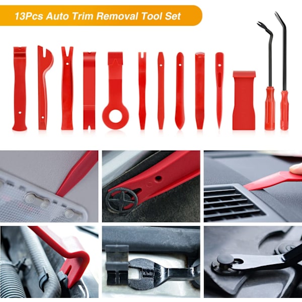 Nylon Bumper Fästelement Nitar Clips Bil Dörrklämma Panel Audio Video Instrumentbräda Demontera Kits Installer Pry Tool (13PCS Trim Removal Tool Set)