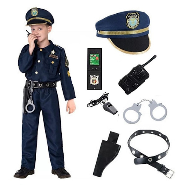 Poliskostym för barn, polisdräkt för pojkar, Halloween Cosplay-fest XS