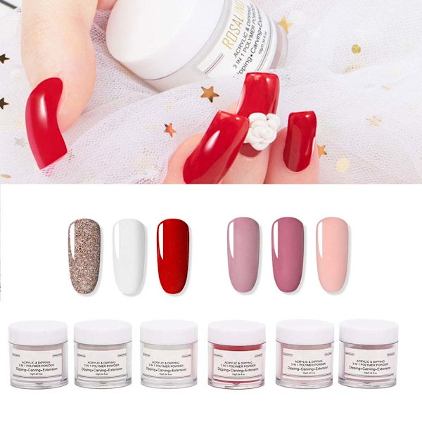 Nagelakrylpulver Naglar Doppningspulver Nagelkonst Dekoration Kit Set