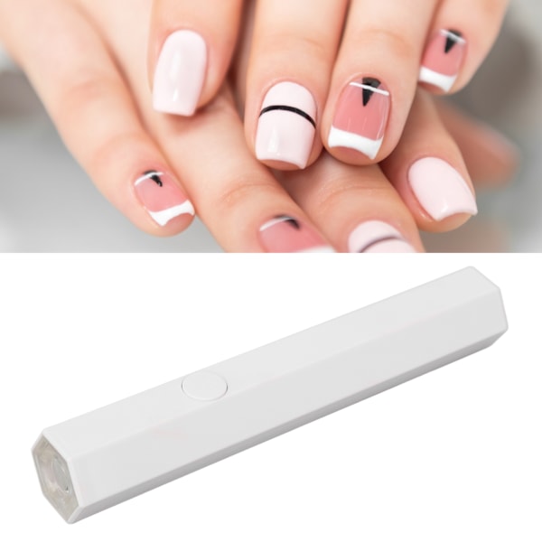 Bærbar Mini UV LED Neglelampe Hjemmesalong Oppladbar Håndholdt Penformet Negltørker 3W Herdelampe Hvit