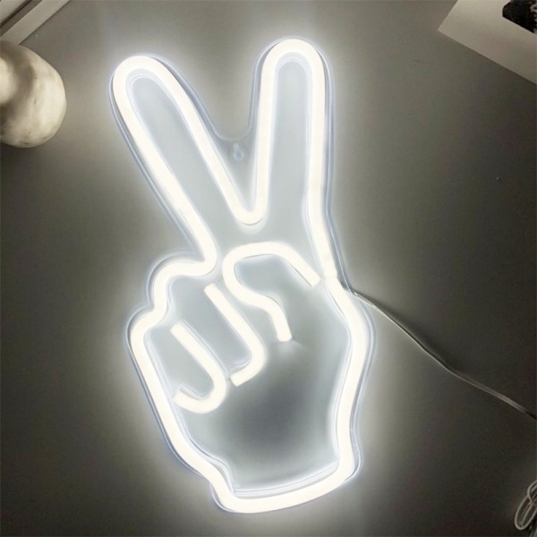 Neon fredstecken Dekor Led Neon skyltar Fred Finger Fredstecken Väggskylt 14'' x 8'' Segergest Neonljus Nyhet Neon Vägglampor
