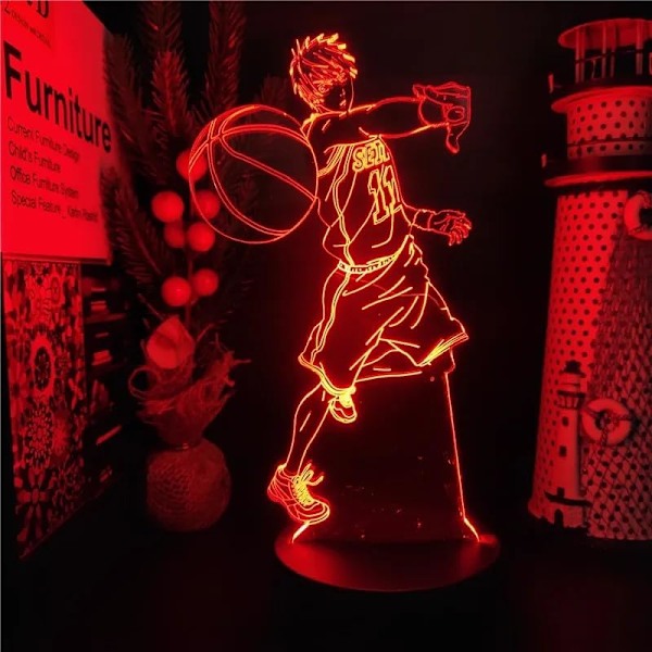 Anime 3D Natlys 16 Farver Skiftende Berørings- & Fjernbetjening Kuroko's Basketball Manga Figur Illusion LED Lampe Julegaver