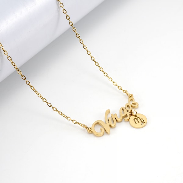 Zodiak Halsband 18K Guldpläterad Rostfritt Stål 12 Astrologi Halsband Konstellation Mynttecken Fin Kedja Halsband för Kvinnor Flickor