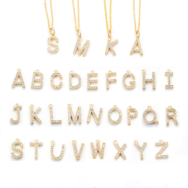 Guld A-Z 26 Initial Kristallhänge Kedja Choker Halsband för Kvinnor Dam Flicka