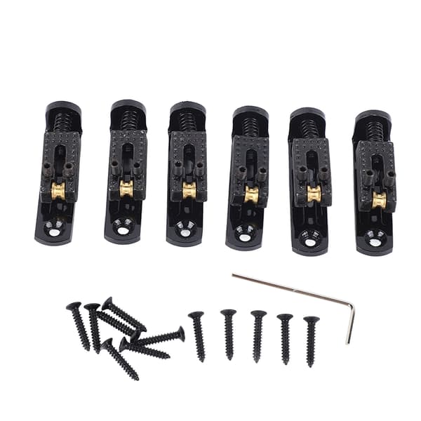 Elektrisk guitar split bridge sadel rulle kugle streng plade metal tailpiece tilbehør sort