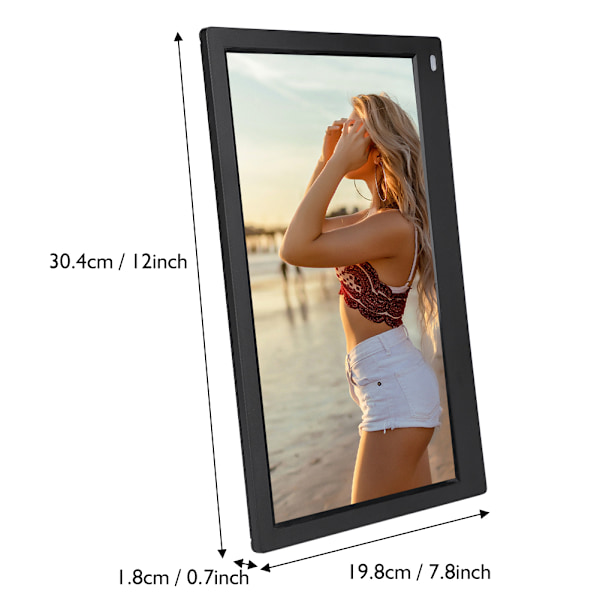 12,5\" skärm HDMI IPS Multifunktionell Digital Elektrisk Fotoram 1080P (Svart )