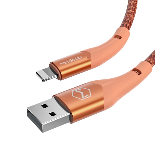 USB-Lightning iPhone -datakaapeli ja latauskaapeli, tukee nopeaa latausta ja datan synkronointia (Oranssi, 1,8 m), nylonpunottu, USB-A, yhteensopiva iPhone 13/1:n kanssa