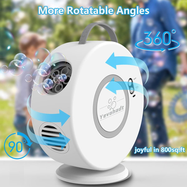 Bubbelmaskin för Barn Småbarn, Automatisk Bubbelblåsare Uppladdningsbar, 90° 360° Auto Roterbar Portabel Bubbelmaskin Elektrisk Bubbla black