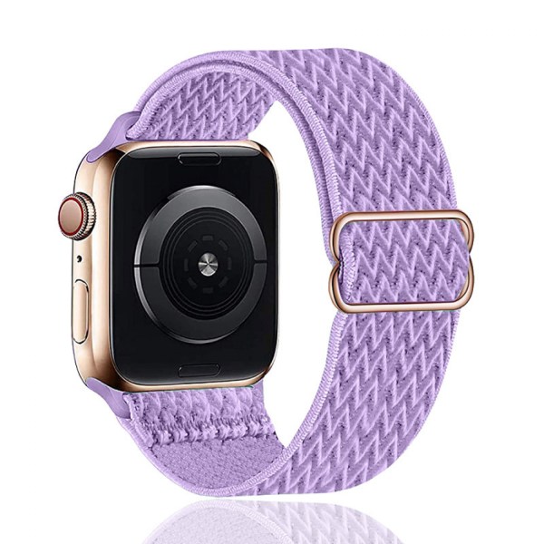 Stretchig rem kompatibel med Apple-band Justerbar stretch flätad elastisk väv nylon för iWatch 7 --- Lila（38/40/41mm）