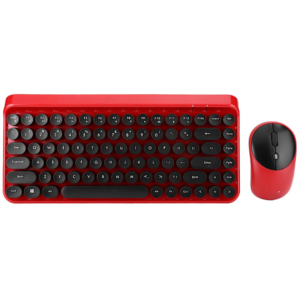 SHUJIK Universell Trådlös Tangentbord Mus Set Punk Stil Spel Mus Tangentbord för Dator Bärbar Dator (röd)
