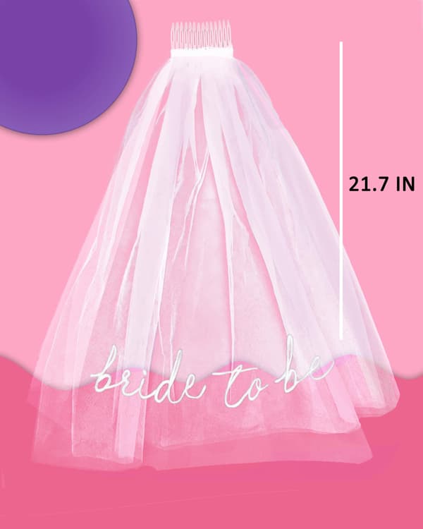 Brudslöja, Broderat Möhippe Pannband, Vit Bröllopsduschaccessoar för Förlovningsfester och Bröllopspresenter White A
