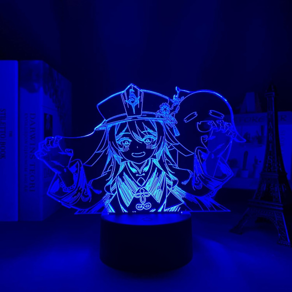 3D LED nattlyslampe Genshin Impact akryl LED-lampe spill