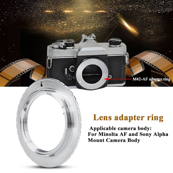 1 st robust koppar M42-objektivadapterring för Minolta AF-kameror