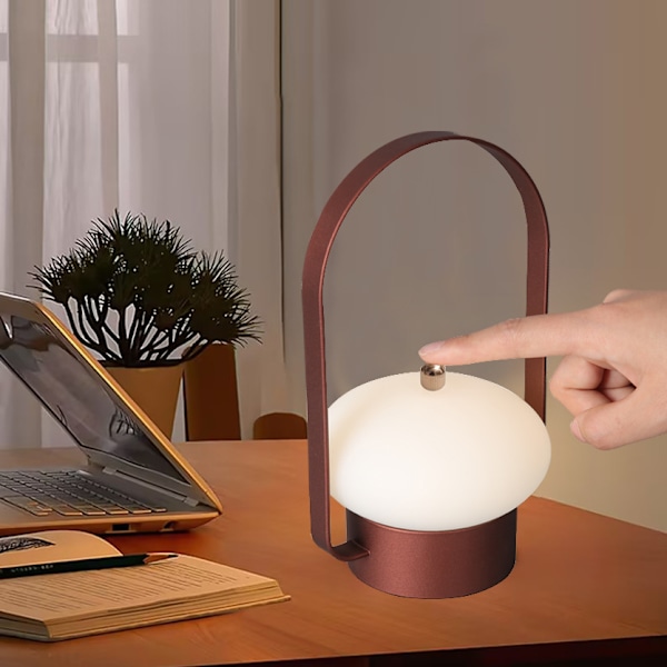 Trådløs Lantern Bordlampe LED, Bærbar Camping Lanternelykt Dimbar, Berøringslampe Oppladbar for Soverom, Utendørs, 3 Fargetemperaturer red