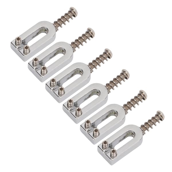 6 st U-formade elektriska gitarrstallsaadlar Tremolo metallrullskruv sadelbyte Silver