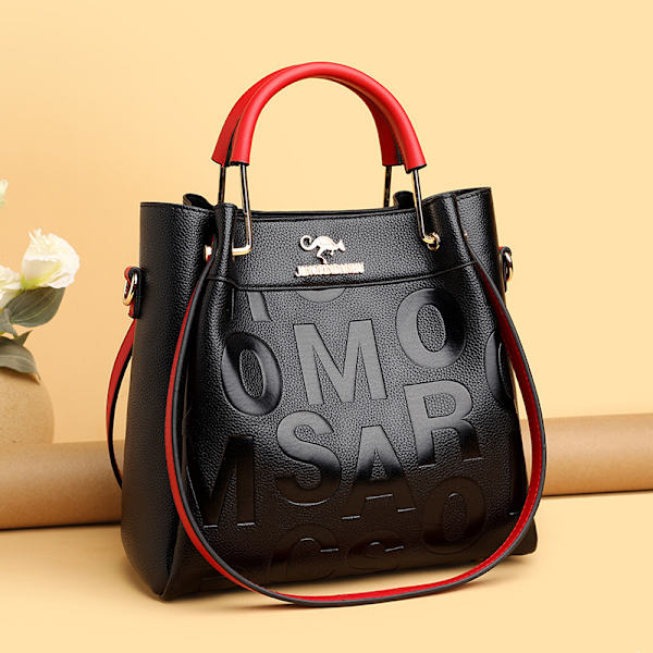 Designerväskor för damer Stora läderväskor Tote Messenger Axelväska Crossbody Topp Dragkedja Väska-Röd