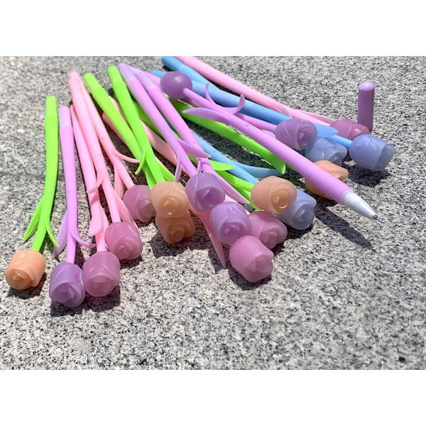 24 kpl Väriä Vaihtavia Kukkakynää, Kuulakärkikynät Luovat Geeli-Muste Rollerball-Kynät Hauskat Kynät, Värikkäät Kukkakynät Kouluun Kotiin Toimistoon