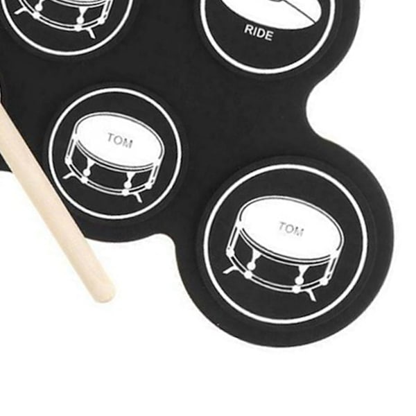 Elektroniskt trumset 7 pads 5 inställningar 8 demonstrationslåtar 3 rytmer bärbar USB hoprullbar trumövningsplatta