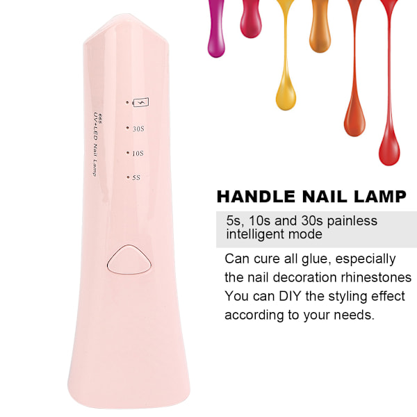 USB håndholdt neglelampe poleringstørremaskine UV manicure tørremaskine multifunktion pengedetektorPink