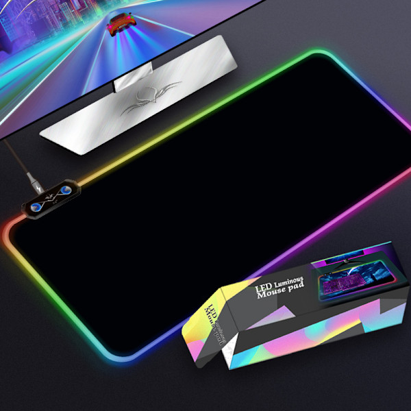 RGB Gaming Mousepad, LED Blød Ekstra Stor Computer Tastatur og Mussemåtte (27,5 x 11,8 tommer)